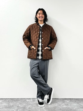 「NOLLEY’S（ノーリーズ）のウール オンブレチェック レギュラーシャツ 26AW（シャツ/ブラウス、ブラック系）」を使った、NISHINOさん（メンズ・178cm）の秋コーディネート