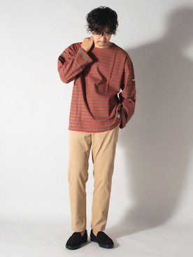 「NOLLEY'S goodman（ノーリーズグッドマン）のアイテム（スラックス）」を使った、NISHINOさん（メンズ・178cm）の秋コーディネート