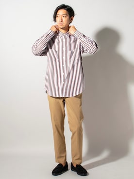 「NOLLEY'S goodman（ノーリーズグッドマン）のアイテム（スラックス）」を使った、NISHINOさん（メンズ・178cm）の秋コーディネート