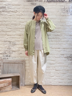 「Samansa Mos2（サマンサ モスモス）のバイカラーバレエシューズ（バレエシューズ、ブラック系）」を使った、ユウキさん（レディース・169cm）の春コーディネート