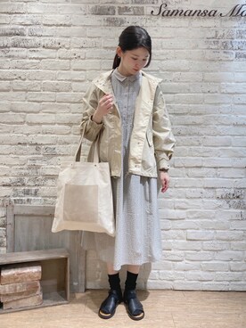 「サマンサモスモス」｜「アイテム（マウンテンパーカー）」を使った、ユウキさん（レディース・169cm）の春コーディネート
