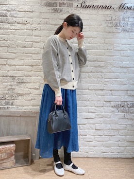 「Samansa Mos2（サマンサ モスモス）の2WAYボストンショルダーバッグ（ショルダーバッグ、ブラック系）」を使った、ユウキさん（レディース・169cm）の春コーディネート
