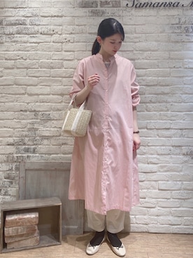 「サマンサ モスモス(Samansa Mos2)」｜「アイテム（シャツワンピース）」を使った、ユウキさん（レディース・169cm）の春コーディネート