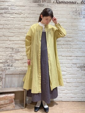 「Samansa Mos2（サマンサ モスモス）のリネンレーヨンキャミワンピース（ワンピース、グレー系）」を使った、ユウキさん（レディース・169cm）の春コーディネート