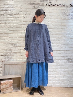 「Samansa Mos2（サマンサ モスモス）のバイカラーバレエシューズ（バレエシューズ、ブラック系）」を使った、ユウキさん（レディース・169cm）の春コーディネート