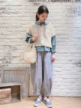 「VANS（バンズ）のアイテム（スニーカー、グレー系）」を使った、ユウキさん（レディース・169cm）の春コーディネート