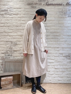 「Samansa Mos2（サマンサ モスモス）の透かし編みベレー帽（ハンチング/ベレー帽、ブラック系）」を使った、ユウキさん（レディース・169cm）の春コーディネート