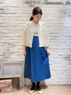 「Samansa Mos2（サマンサ モスモス）のバイカラーバレエシューズ（バレエシューズ、ベージュ系）」を使った、ユウキさん（レディース・169cm）の春コーディネート