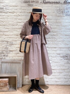 「Samansa Mos2（サマンサ モスモス）のモチーフレースワンピース（ワンピース）」を使った、ユウキさん（レディース・169cm）の春コーディネート