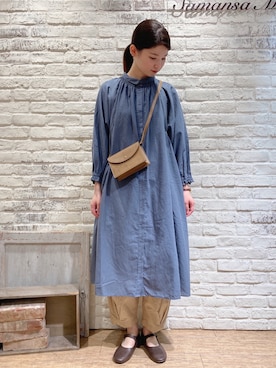 「サマンサモスモス」｜「アイテム（シャツワンピース）」を使った、ユウキさん（レディース・169cm）の夏コーディネート