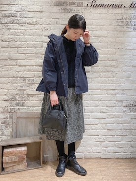 「サマンサ モスモス(Samansa Mos2)」｜「アイテム（マウンテンパーカー）」を使った、ユウキさん（レディース・169cm）の春コーディネート