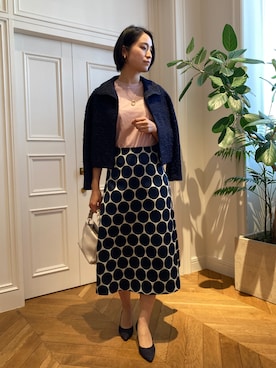 「ドットスカート」｜「アイテム（その他アウター）」を使った、Yuki.mさん（レディース・165cm）の冬コーディネート