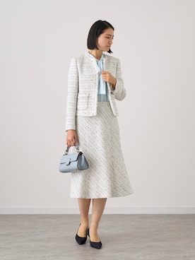 「ブラウスコーデ」｜「アイテム（ノーカラージャケット）」を使った、Yuki.mさん（レディース・165cm）の秋コーディネート