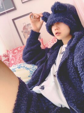 「gelato pique（ジェラートピケ）のアイテム（ルームウェア/パジャマ、ホワイト系）」を使った、川端Jessicaさん（レディース・166cm）の秋コーディネート