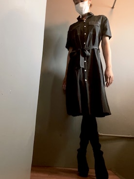 「Christian Louboutin（クリスチャンルブタン）のアイテム（ブーツ、ブラック系）」を使った、川端Jessicaさん（レディース・166cm）の秋コーディネート