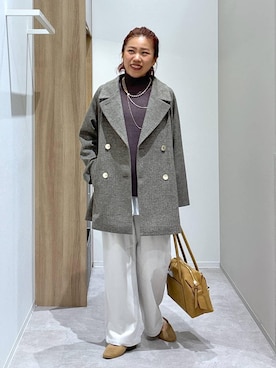 「アイテム（チェスターコート）」を使った、MiCAさん（レディース・154cm）の秋コーディネート