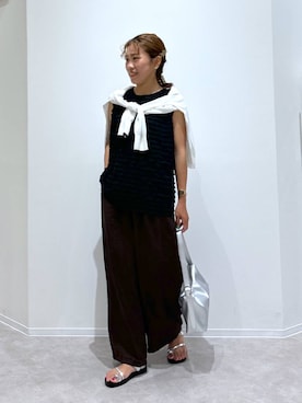 「アイテム（カーディガン/ボレロ）」を使った、MiCAさん（レディース・154cm・30代）の夏コーディネート