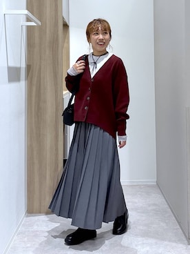 「GLOBAL WORK（グローバルワーク）のシリンダーバッグ/1054922（ショルダーバッグ、ブラック系）」を使った、MiCAさん（レディース・154cm）の秋コーディネート