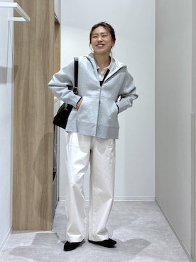 「GLOBAL WORK（グローバルワーク）のダンボールジップパーカー/580938（パーカー、グレー系）」を使った、MiCAさん（レディース・154cm）の春コーディネート