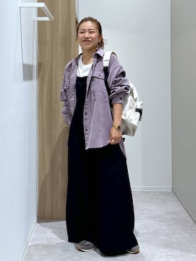 「アイテム（サロペット/オーバーオール）」を使った、MiCAさん（レディース・154cm）の秋コーディネート