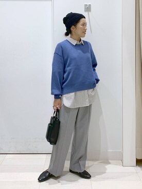 「サマ見え_GLOBAL WORK」｜「アイテム（帽子）」を使った、MiCAさん（レディース・154cm）の秋コーディネート