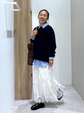 「GLOBAL WORK（グローバルワーク）の推しごとギャザートート/495802（トートバッグ）」を使った、MiCAさん（レディース・154cm）の秋コーディネート