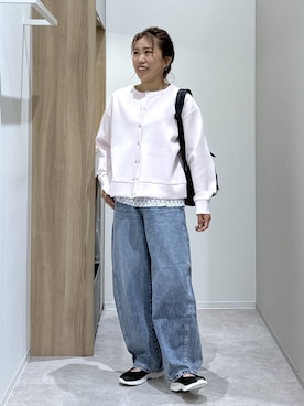 「GLOBAL WORK（グローバルワーク）のエアかるクッションベルトスニーカー/102313（スニーカー、ブラック系）」を使った、MiCAさん（レディース・154cm）の春コーディネート