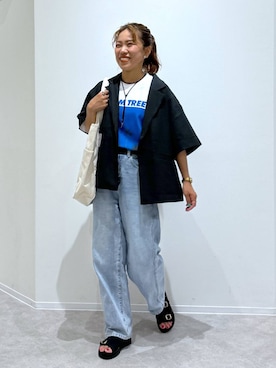 「GLOBAL WORK（グローバルワーク）のアイテム（ジャケット/アウター）」を使った、MiCAさん（レディース・154cm）の夏コーディネート