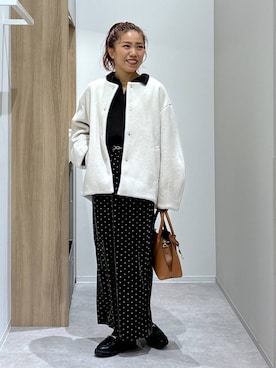 「アイテム（ノーカラーコート）」を使った、MiCAさん（レディース・154cm・30代）の秋コーディネート