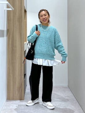 「GLOBAL WORK（グローバルワーク）のGOODデニムバギーパンツ/498388（デニムパンツ）」を使った、MiCAさん（レディース・154cm）の秋コーディネート