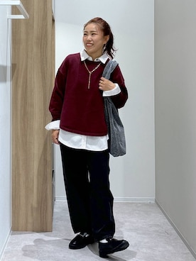 「GLOBAL WORK（グローバルワーク）のGOODデニムバギーパンツ/498388（デニムパンツ）」を使った、MiCAさん（レディース・154cm）の秋コーディネート
