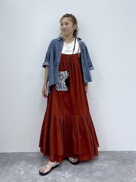 「GLOBAL WORK（グローバルワーク）のステンレスリング/612361（リング、シルバー系）」を使った、MiCAさん（レディース・154cm）の夏コーディネート