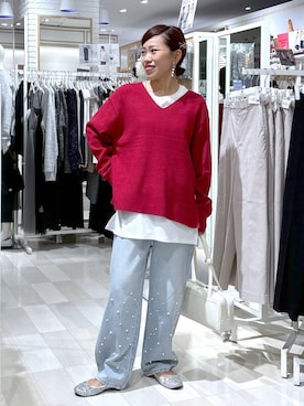 「アイテム（バレエシューズ）」を使った、MiCAさん（レディース・154cm）の秋コーディネート