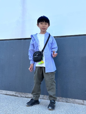 「GLOBAL WORK（グローバルワーク）のアイテム（キャップ）」を使った、MiCAさん（キッズ・124cm）の春コーディネート