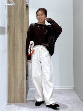 「WING（ウイング）のWingコラボ/Fffit エフィット/カップ付きキャミショート/291150（キャミソール、ブラウン系）」を使った、MiCAさん（レディース・154cm）の春コーディネート