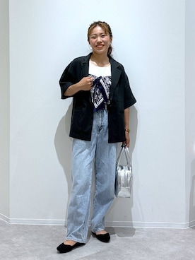 「GLOBAL WORK（グローバルワーク）のアイテム（ジャケット/アウター）」を使った、MiCAさん（レディース・154cm）の夏コーディネート