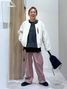 「GLOBAL WORK（グローバルワーク）のアイテム（ブルゾン）」を使った、MiCAさん（レディース・154cm）の冬コーディネート