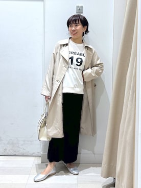「GLOBAL WORK（グローバルワーク）のアイテム（トレンチコート）」を使った、MiCAさん（レディース・154cm）の春コーディネート