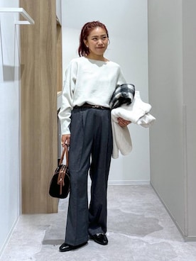 「アイテム（ノーカラーコート）」を使った、MiCAさん（レディース・154cm・30代）の秋コーディネート