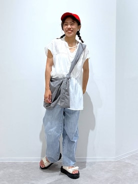 「GLOBAL WORK（グローバルワーク）のアイテム（パンツ）」を使った、MiCAさん（レディース・154cm）の夏コーディネート