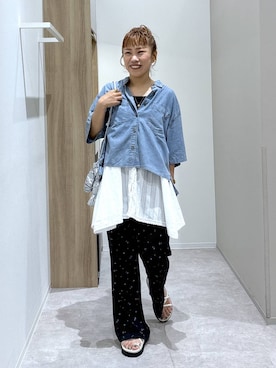 「GLOBAL WORK（グローバルワーク）のアイテム」を使った、MiCAさん（レディース・154cm）の夏コーディネート