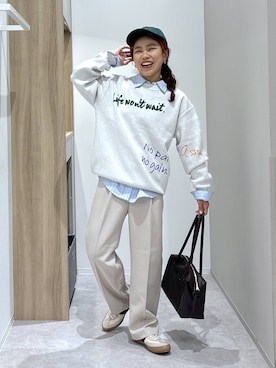 「GLOBAL WORK（グローバルワーク）のアイテム（帽子）」を使った、MiCAさん（レディース・154cm）の冬コーディネート