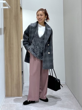 「アイテム（チェスターコート）」を使った、MiCAさん（レディース・154cm・30代）の秋コーディネート