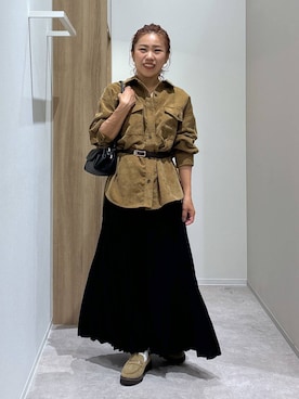 「GLOBAL WORK（グローバルワーク）のアイテム（ベルト）」を使った、MiCAさん（レディース・154cm）の秋コーディネート