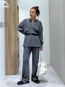 「GLOBAL WORK（グローバルワーク）のアイテム（ベルト）」を使った、MiCAさん（レディース・154cm）の秋コーディネート