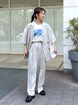 「GLOBAL WORK（グローバルワーク）のアイテム（ジャケット/アウター）」を使った、MiCAさん（レディース・154cm）の春コーディネート