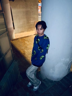 「H&M（エイチ・アンド・エム）のアイテム（スウェット）」を使った、zoek3saam1さん（メンズ・167cm）の夏コーディネート