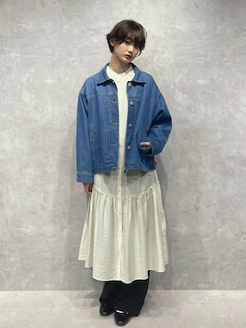 「NANO universe（ナノユニバース）のアイテム（ブルゾン）」を使った、七瀬　莉海さん（レディース・164cm）の秋コーディネート