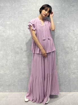 「アイテム（ワンピース/ドレス、パープル系）」を使った、七瀬　莉海さん（レディース・164cm）の秋コーディネート