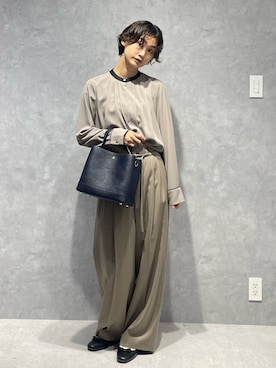「NANO universe（ナノユニバース）のアイテム（スラックス）」を使った、七瀬　莉海さん（レディース・164cm）の秋コーディネート